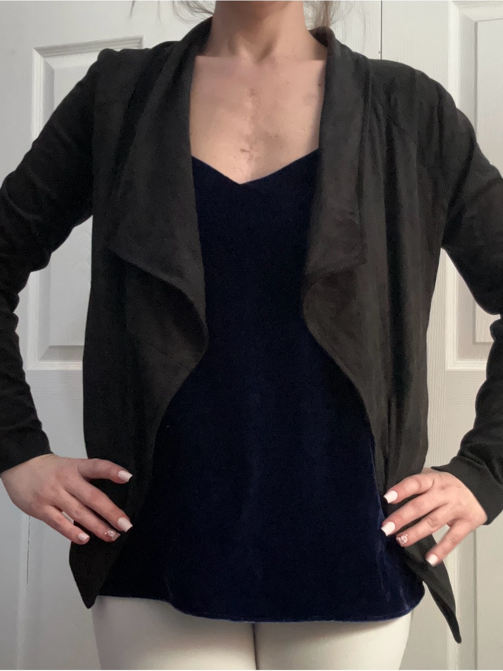 Steve Madden Black Draped Waterfall Blazer